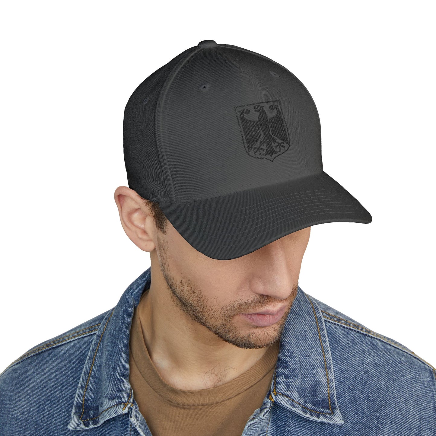 German Classic Flexfit® Cap in Grau mit Bundesadler, DEU, Deutschland Cap