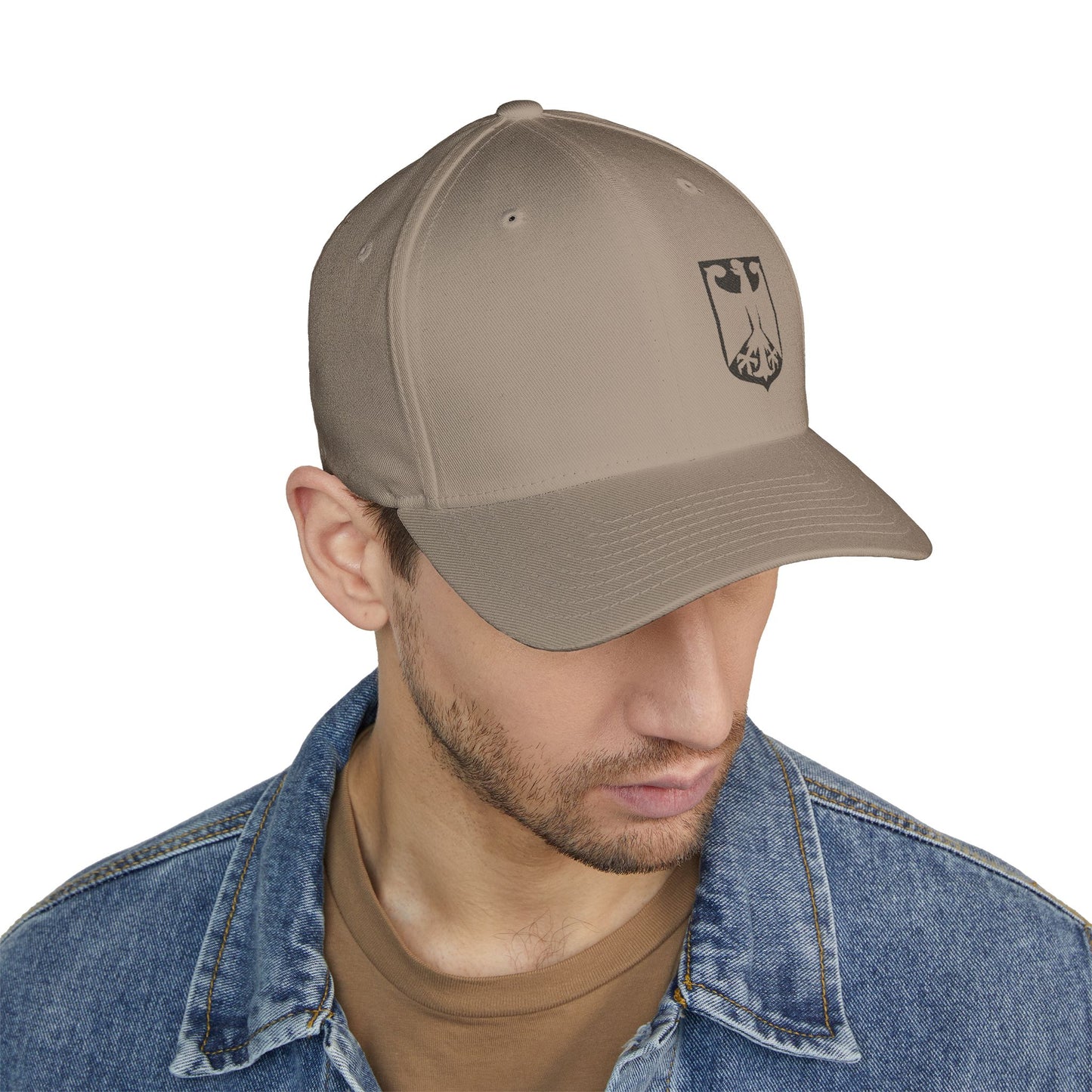 German Classic Flexfit® Gestickt Cap in Grau mit Bundesadler, DEU, Deutschland Cap