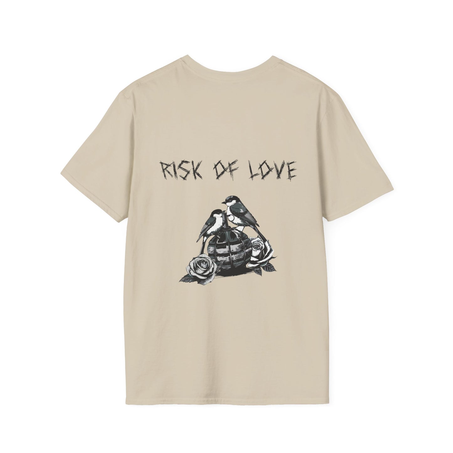 Unisex T-Shirt Risk of Love Vintage Grafik Shirt mit Vögeln und Rosen Streetwear Geschenk für Männer & Frauen Rock Gothic Stil Kleidung