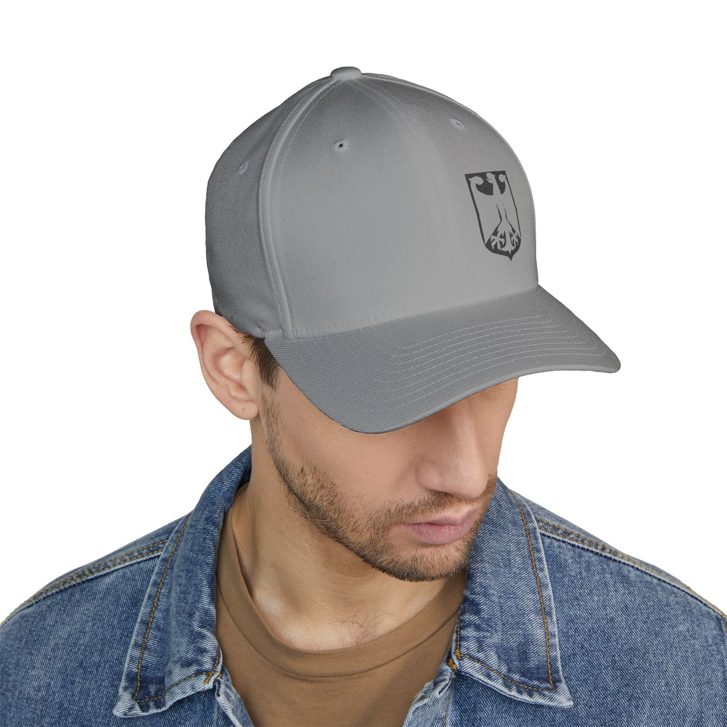German Classic Flexfit® Gestickt Cap in Grau mit Bundesadler, DEU, Deutschland Cap