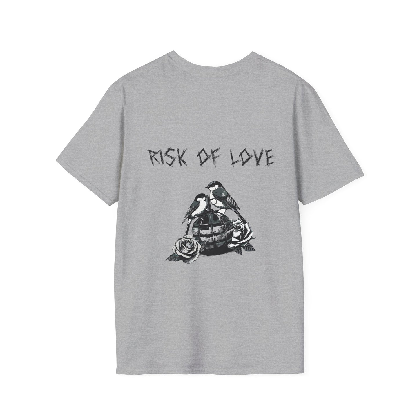 Unisex T-Shirt Risk of Love Vintage Grafik Shirt mit Vögeln und Rosen Streetwear Geschenk für Männer & Frauen Rock Gothic Stil Kleidung