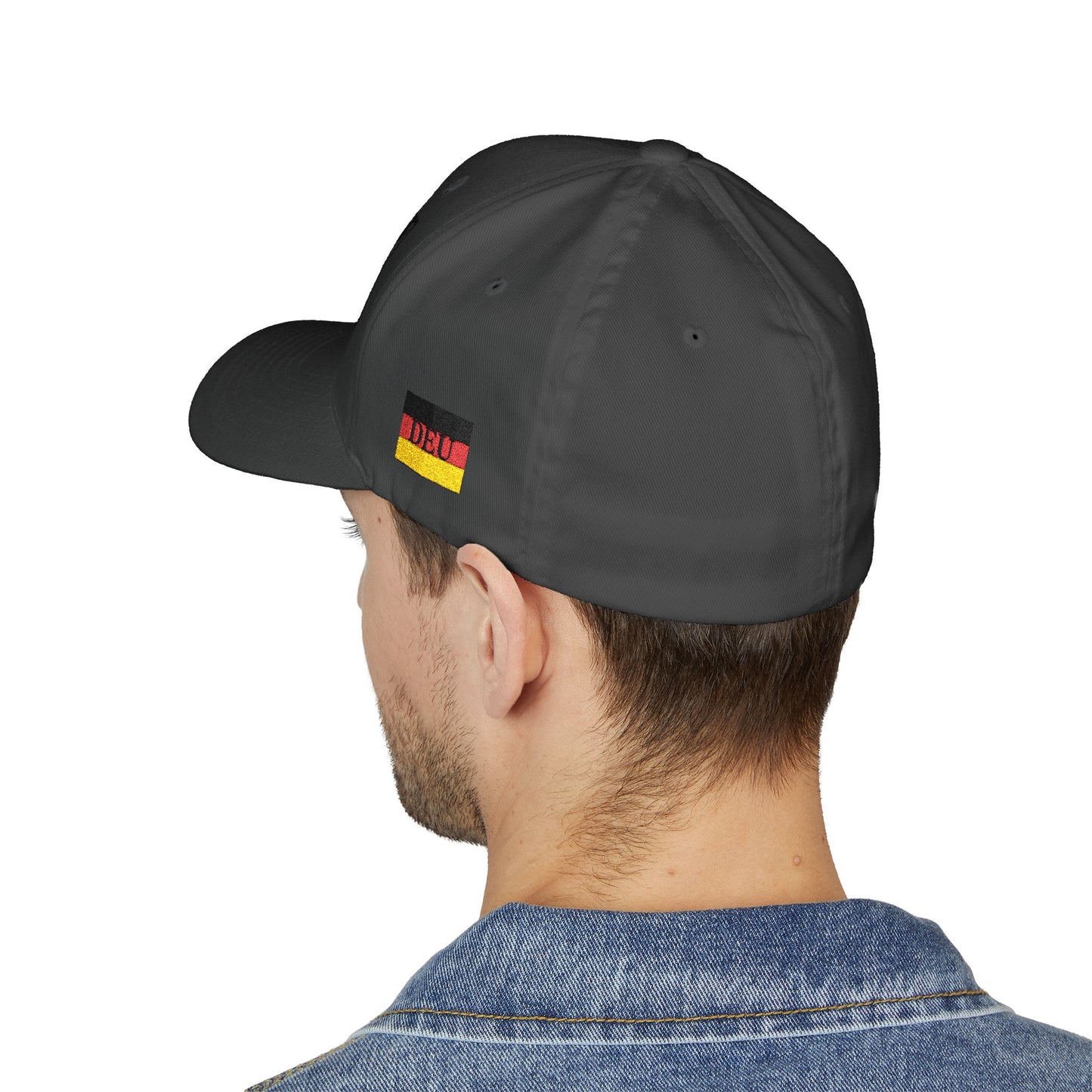German Classic Flexfit® Gestickt Cap in Grau mit Bundesadler, DEU, Deutschland Cap