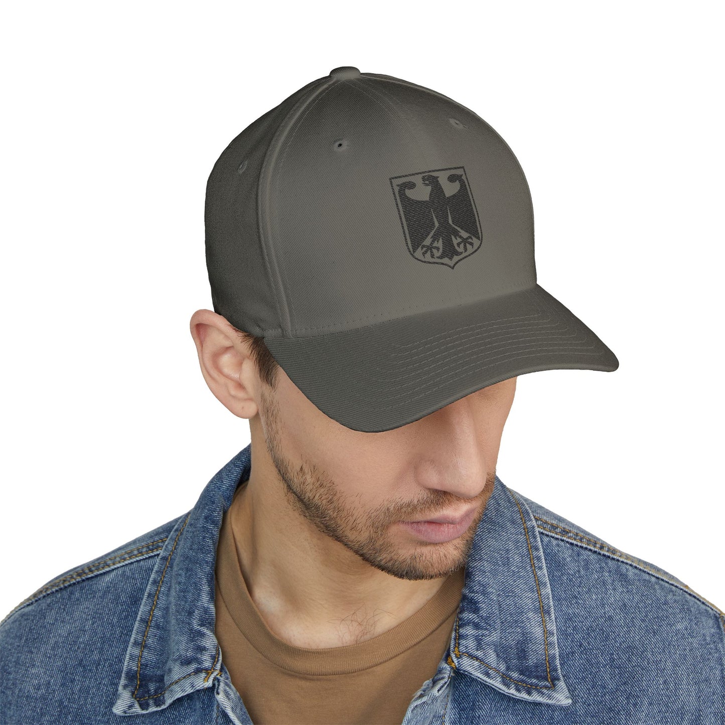 German Classic Flexfit® Cap in Grau mit Bundesadler, DEU, Deutschland Cap