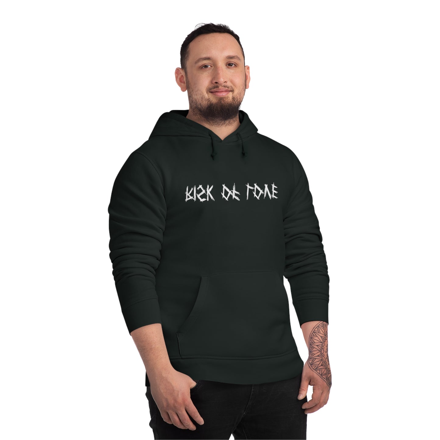 Unisex Hoodie Risk of Love Pullover mit Grafik & Rosen im Gothic Stil Geschenk für Rock Fans und Paare Streetwear für Männer und Frauen