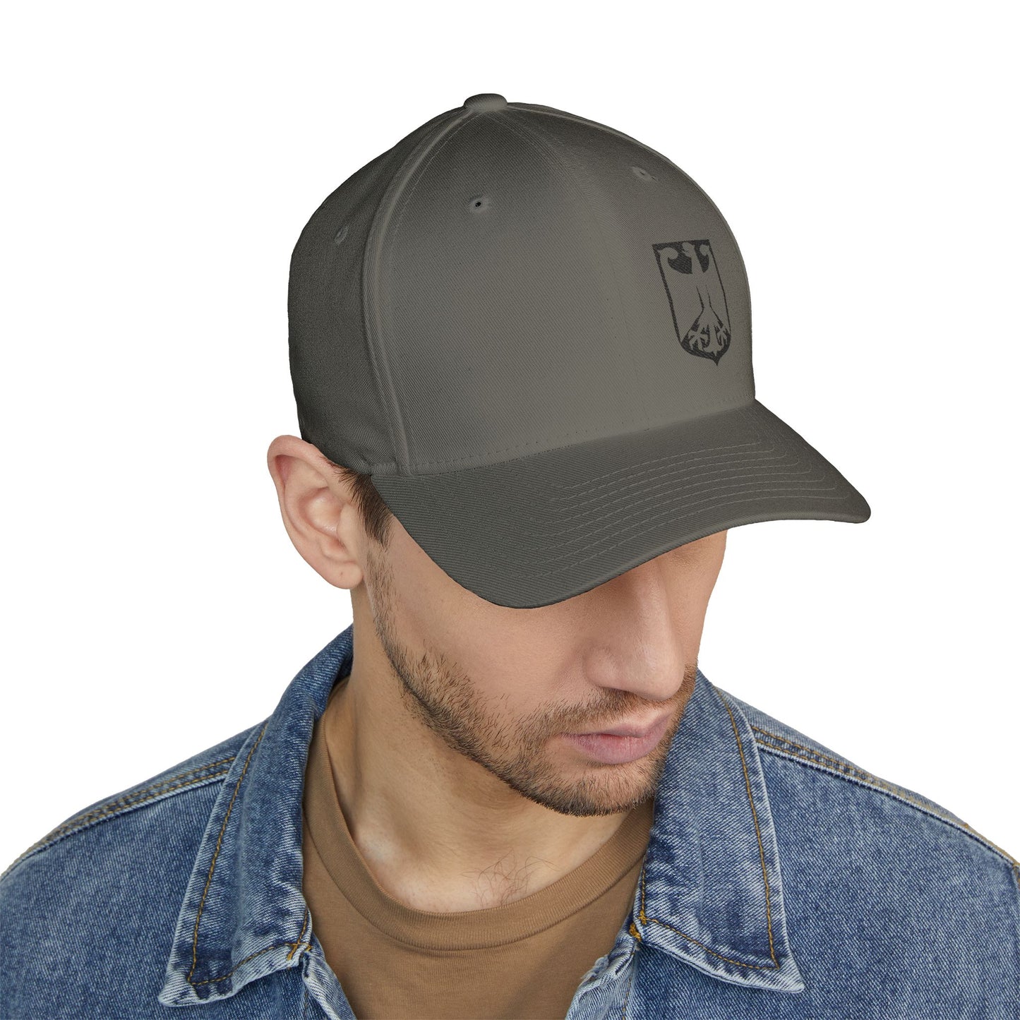 German Classic Flexfit® Gestickt Cap in Grau mit Bundesadler, DEU, Deutschland Cap