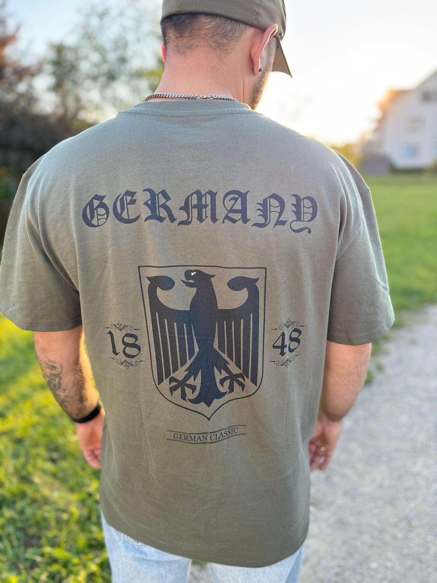 Germany 1848 Urban Streetwear T-shirt In Weiß, Grau , Oliv
