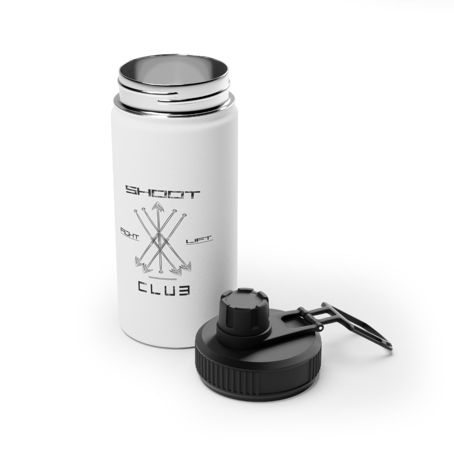 Edelstahl Sport-Wasserflasche "Shoot Lift Fight" Fitness-Wasserflasche