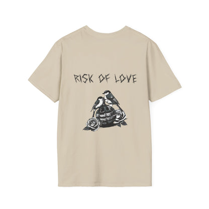 Unisex T-Shirt Risk of Love  Vintage Grafik Shirt mit Vögeln und Rosen Streetwear Geschenk für Männer & Frauen  Rock Gothic Stil Kleidung