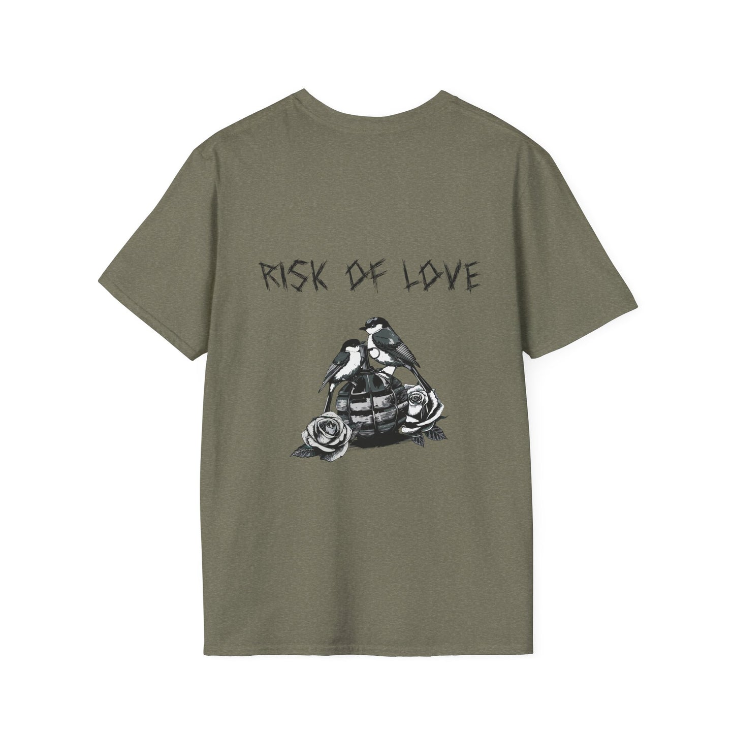 Unisex T-Shirt Risk of Love  Vintage Grafik Shirt mit Vögeln und Rosen Streetwear Geschenk für Männer & Frauen  Rock Gothic Stil Kleidung