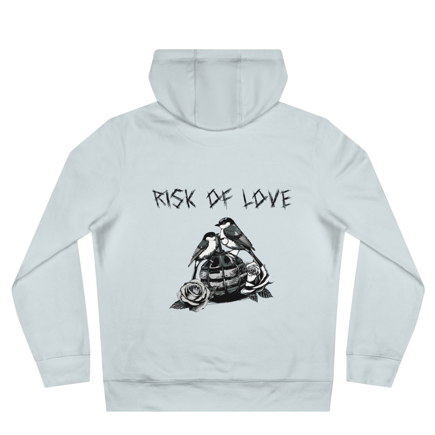 Unisex Hoodie Risk of Love Pullover mit Grafik & Rosen im Gothic Stil Geschenk für Rock Fans und Paare Streetwear für Männer und Frauen
