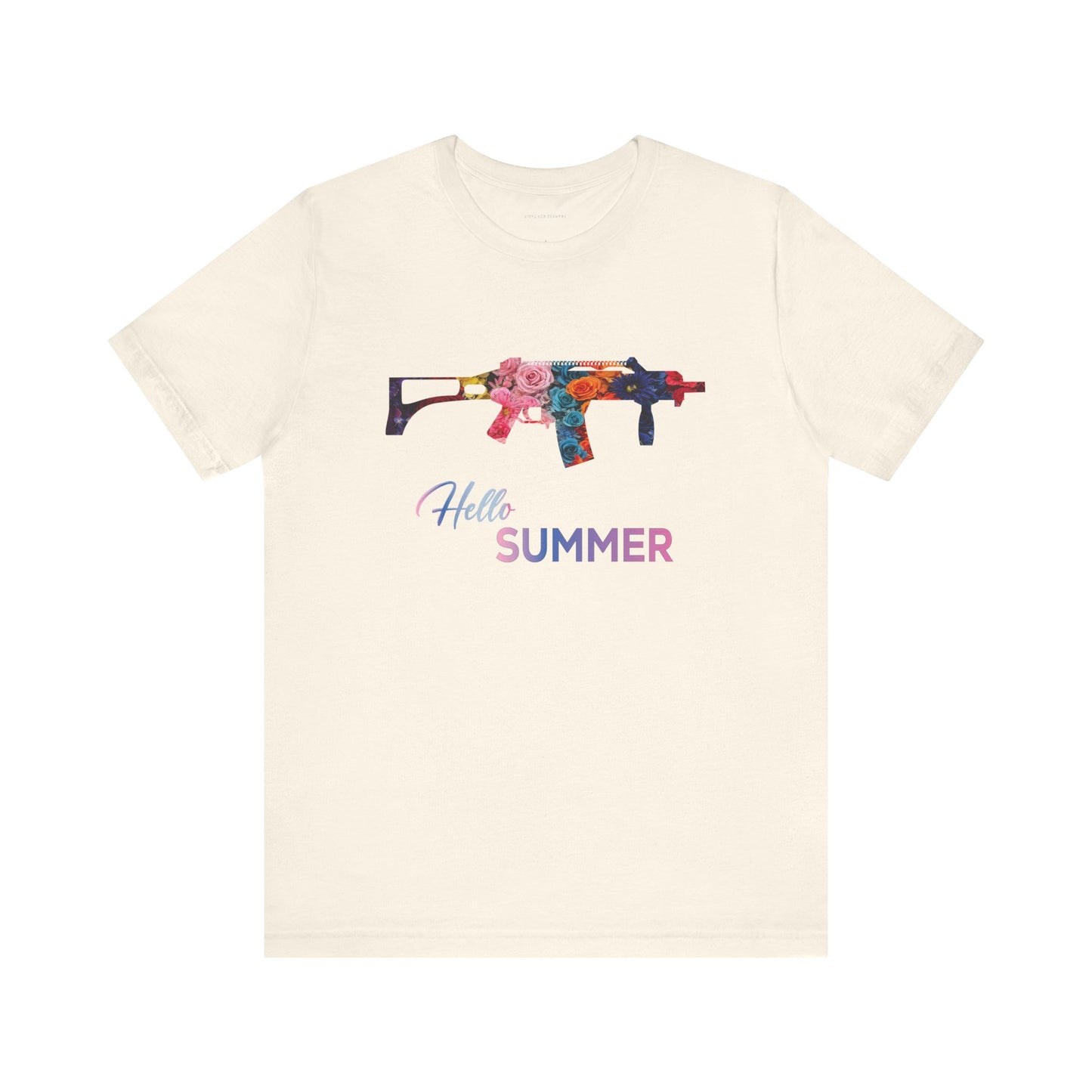 Hello Summer Floral Gun Graphic Tee  Unisex Jersey Short Sleeve Shirt