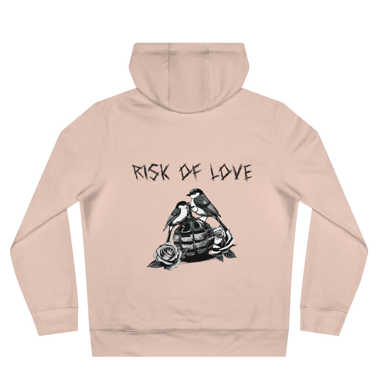 Unisex Hoodie Risk of Love Pullover mit Grafik & Rosen im Gothic Stil Geschenk für Rock Fans und Paare Streetwear für Männer und Frauen