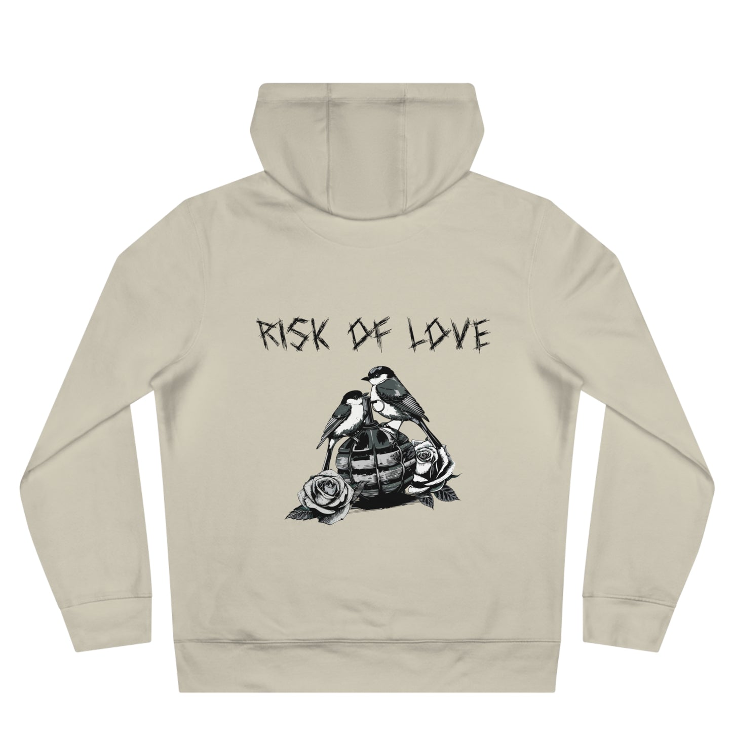 Unisex Hoodie Risk of Love Pullover mit Grafik & Rosen im Gothic Stil Geschenk für Rock Fans und Paare Streetwear für Männer und Frauen