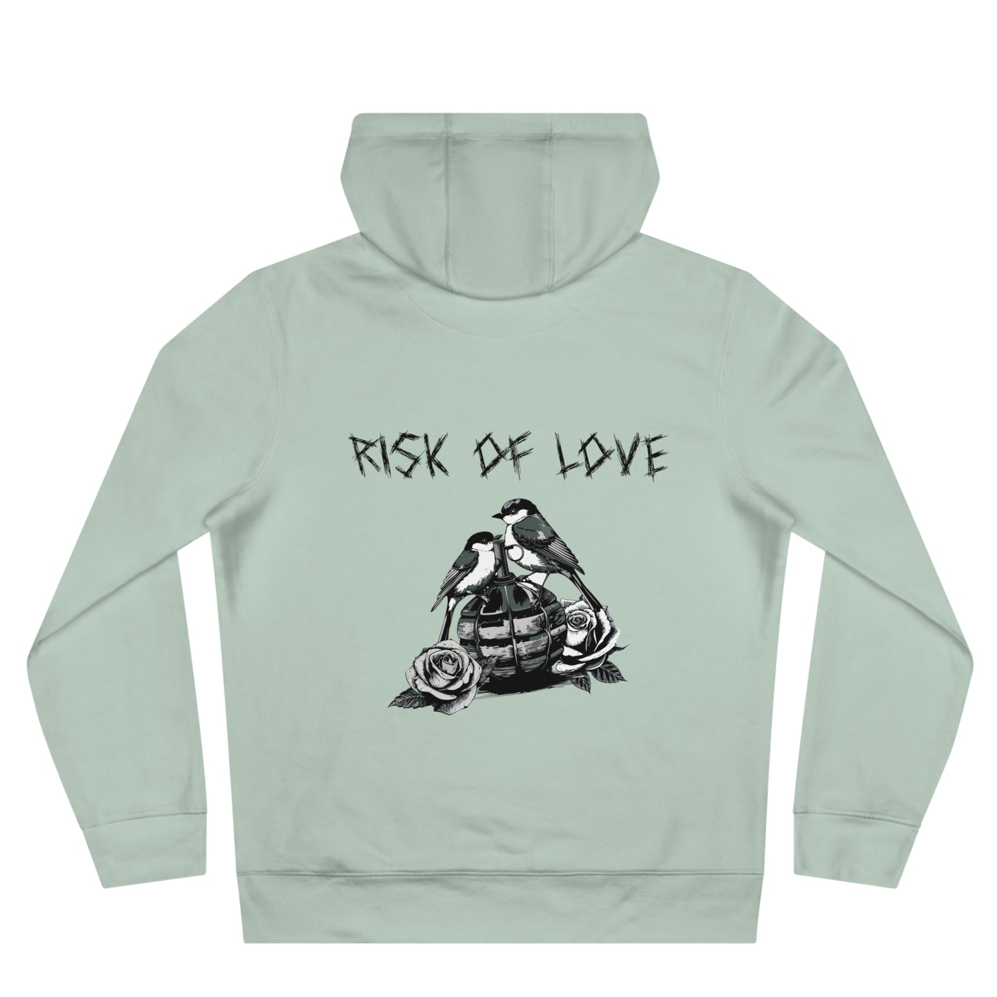 Unisex Hoodie Risk of Love Pullover mit Grafik & Rosen im Gothic Stil Geschenk für Rock Fans und Paare Streetwear für Männer und Frauen