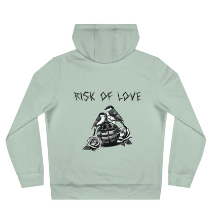 Unisex Hoodie Risk of Love Pullover mit Grafik & Rosen im Gothic Stil Geschenk für Rock Fans und Paare Streetwear für Männer und Frauen