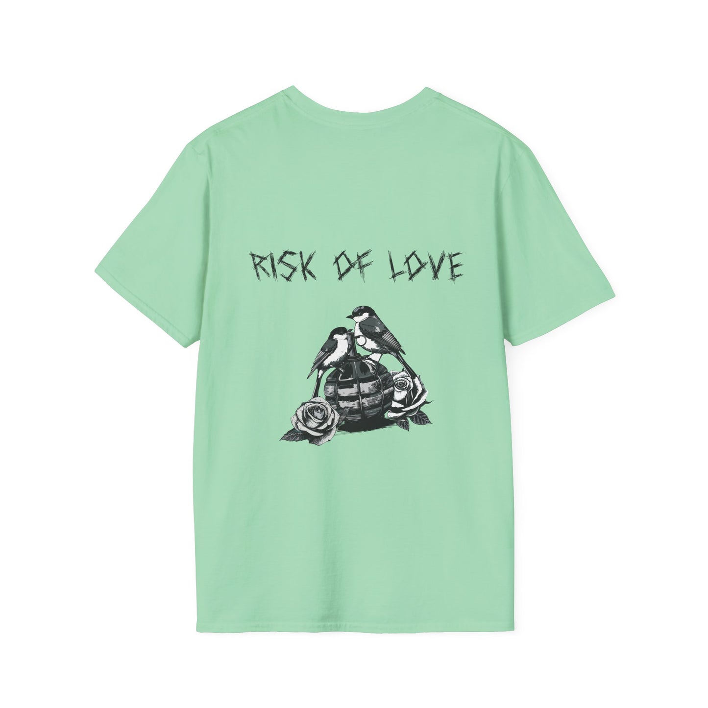 Unisex T-Shirt Risk of Love  Vintage Grafik Shirt mit Vögeln und Rosen Streetwear Geschenk für Männer & Frauen  Rock Gothic Stil Kleidung