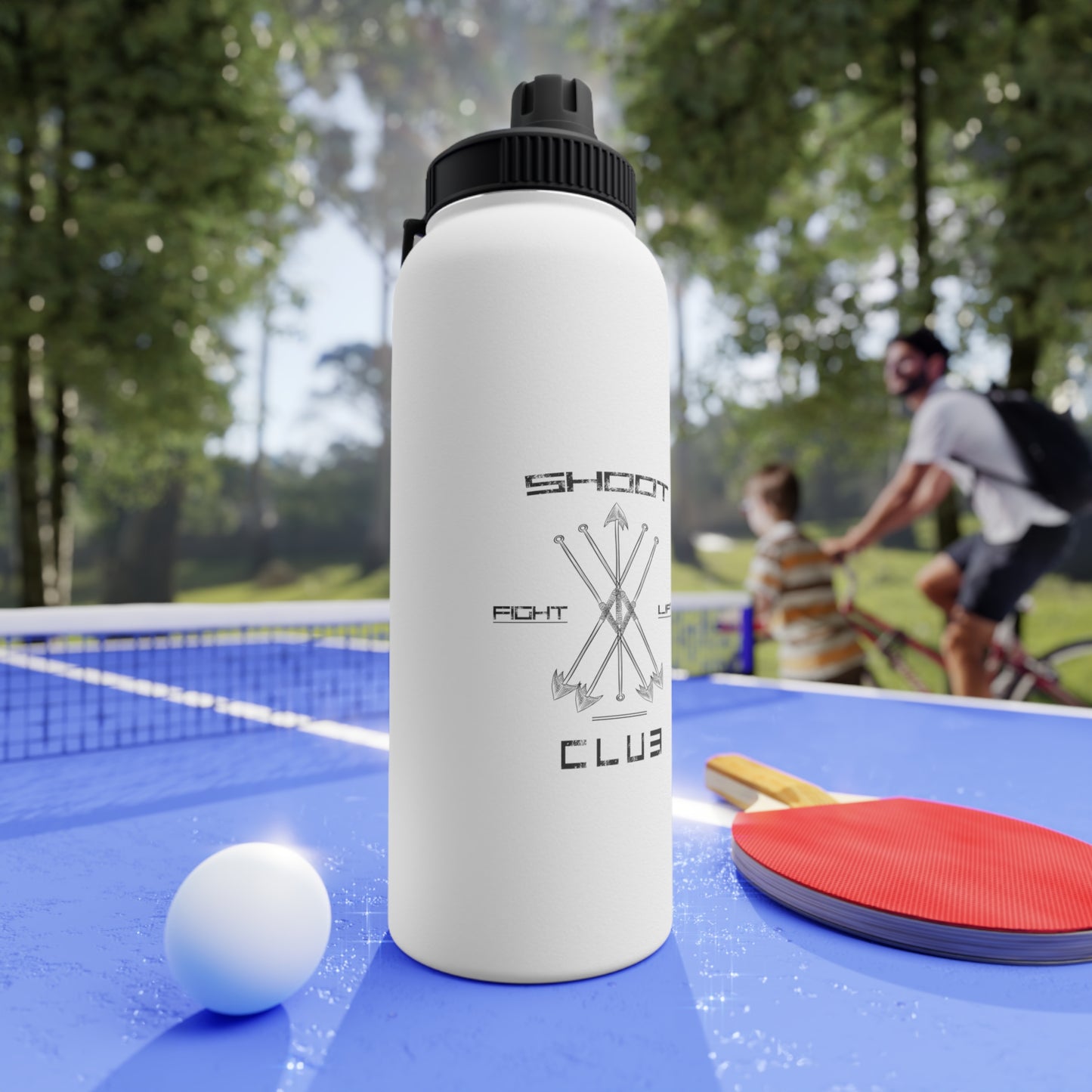 Edelstahl Sport-Wasserflasche "Shoot Lift Fight" Fitness-Wasserflasche