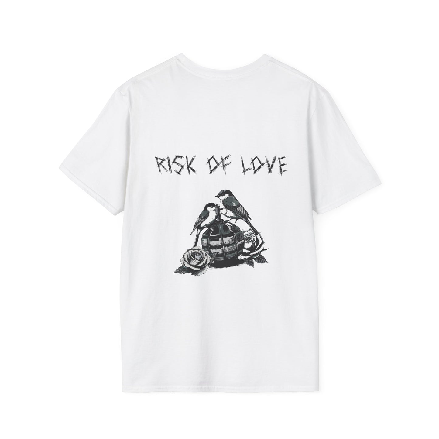 Unisex T-Shirt Risk of Love  Vintage Grafik Shirt mit Vögeln und Rosen Streetwear Geschenk für Männer & Frauen  Rock Gothic Stil Kleidung