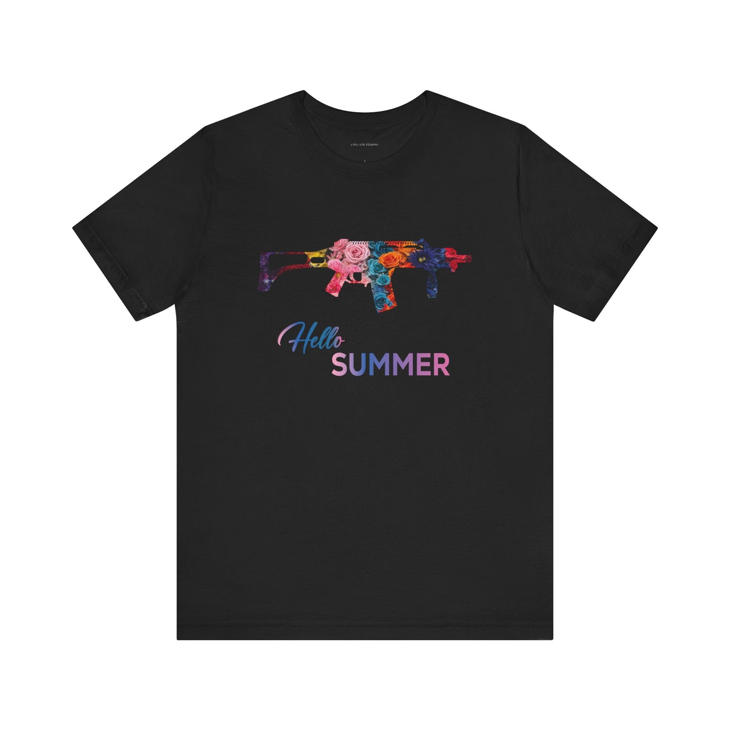 Hello Summer Floral Gun Graphic Tee  Unisex Jersey Short Sleeve Shirt