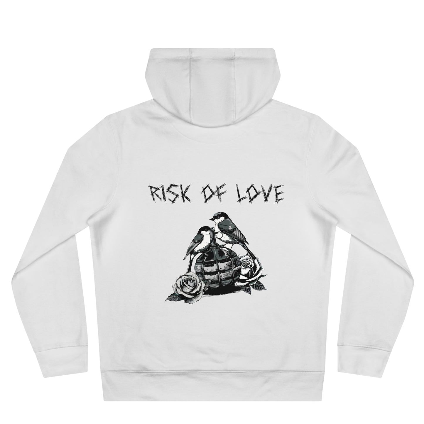 Unisex Hoodie Risk of Love Pullover mit Grafik & Rosen im Gothic Stil Geschenk für Rock Fans und Paare Streetwear für Männer und Frauen