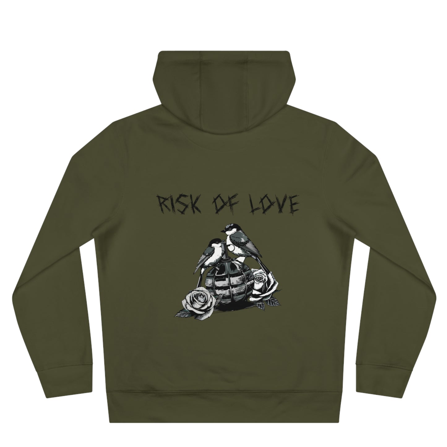 Unisex Hoodie Risk of Love Pullover mit Grafik & Rosen im Gothic Stil Geschenk für Rock Fans und Paare Streetwear für Männer und Frauen