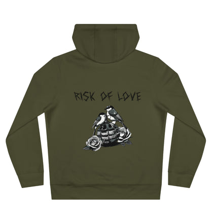 Unisex Hoodie Risk of Love Pullover mit Grafik & Rosen im Gothic Stil Geschenk für Rock Fans und Paare Streetwear für Männer und Frauen