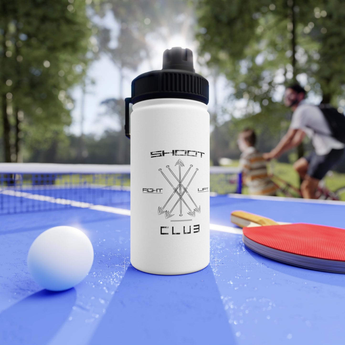 Edelstahl Sport-Wasserflasche "Shoot Lift Fight" Fitness-Wasserflasche