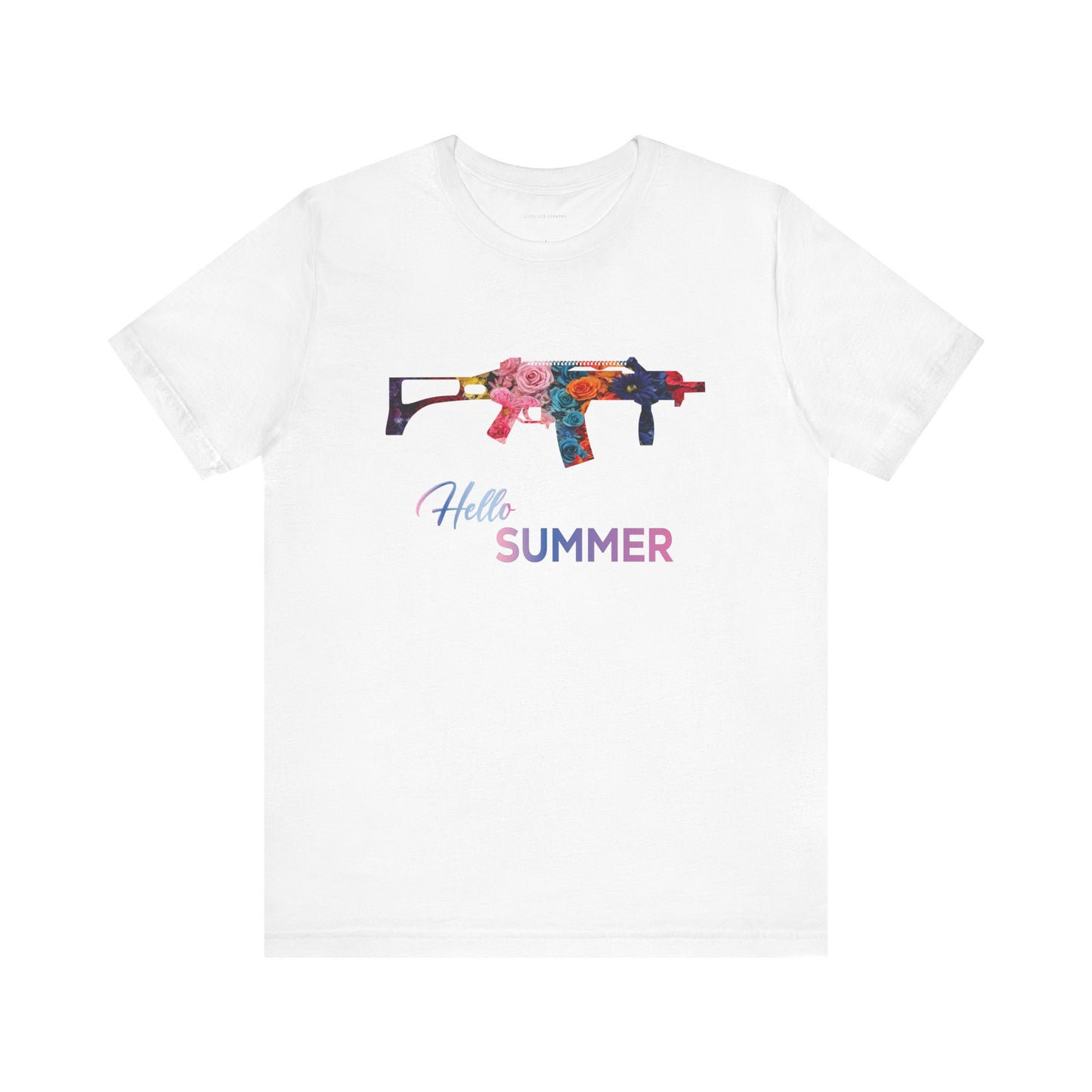 Hello Summer Floral Gun Graphic Tee  Unisex Jersey Short Sleeve Shirt