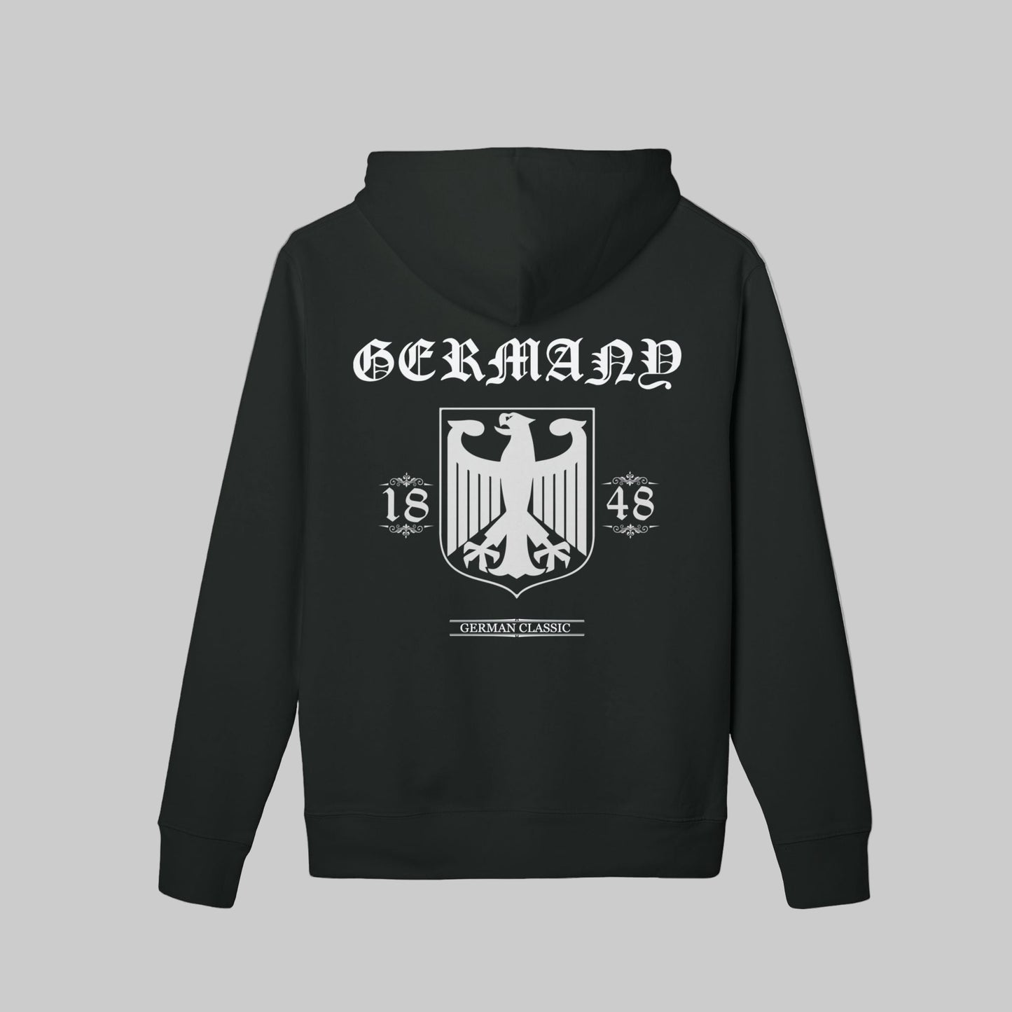 Schwarzes hoodie mit weißem logo bundeswehr herren hoodie design trooptrends