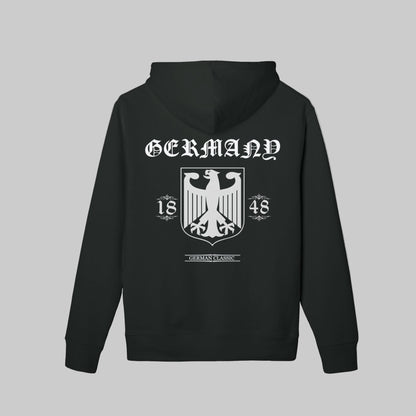 Schwarzes hoodie mit weißem logo bundeswehr herren hoodie design trooptrends