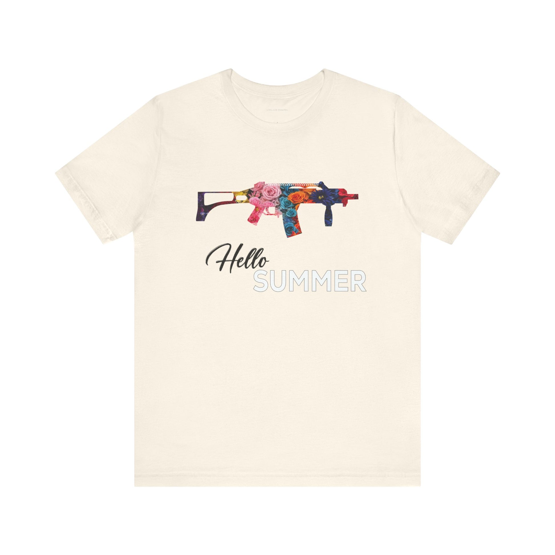 Helles t-Shirt mit g36 Motiv und Hallo Sommer Schrift Design trooptrends 