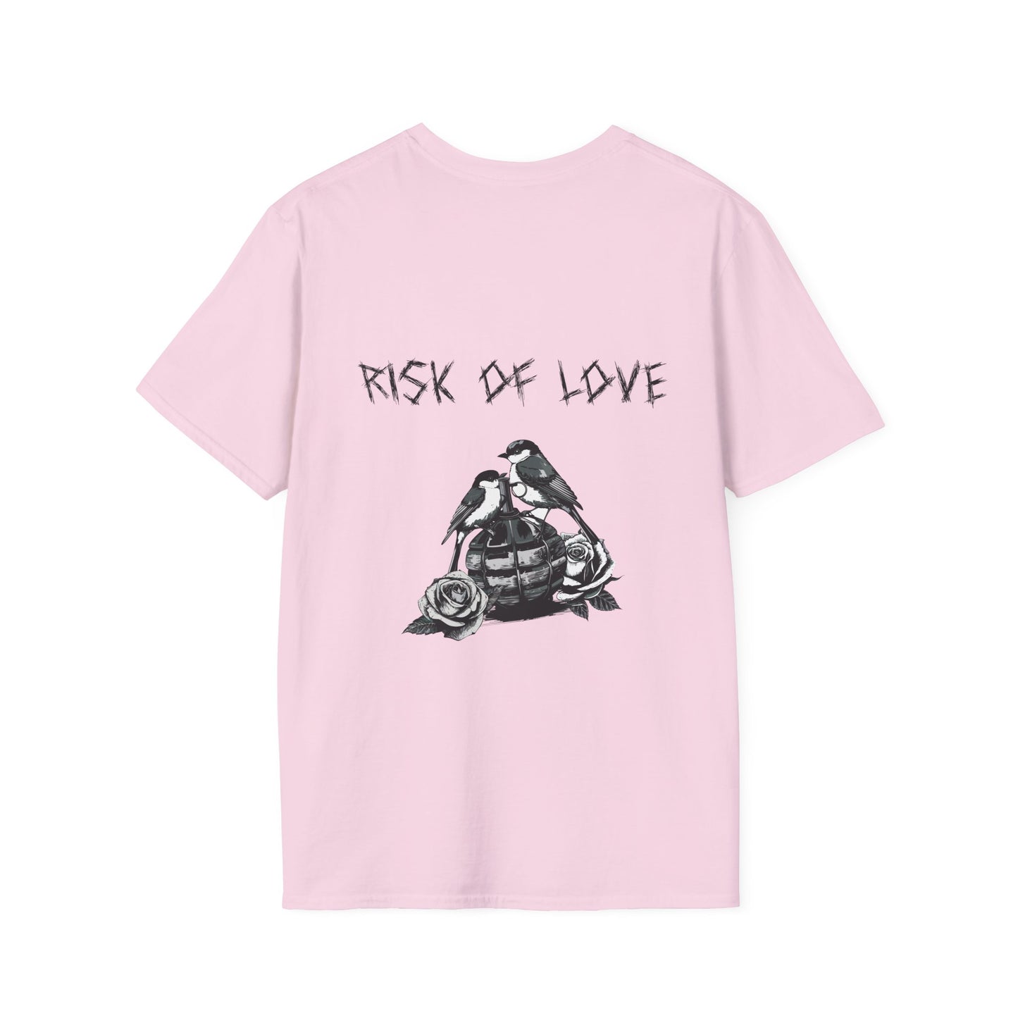 Unisex t-Shirt in rosa Motiv risk of love 2 Vögel auf einer Handgranate Design trooptrends 