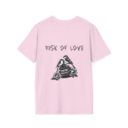 Unisex t-Shirt in rosa Motiv risk of love 2 Vögel auf einer Handgranate Design trooptrends 