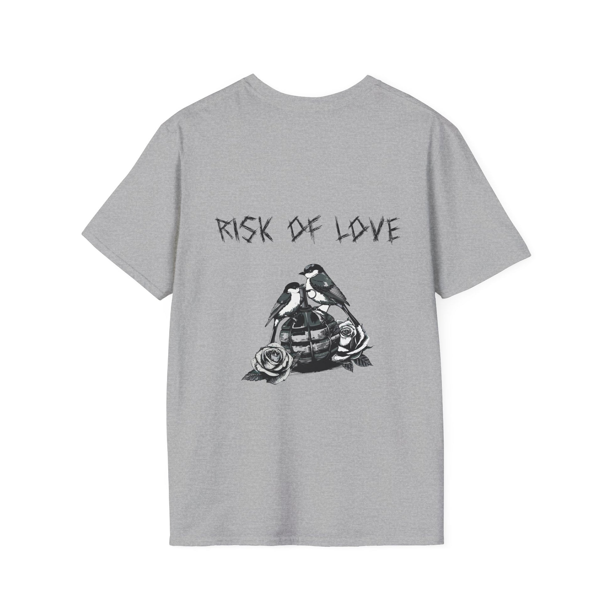 Unisex t-Shirt in grau Motiv risk of love 2 Vögel auf einer Handgranate Design trooptrends 