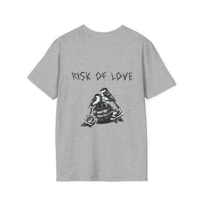 Unisex t-Shirt in grau Motiv risk of love 2 Vögel auf einer Handgranate Design trooptrends 