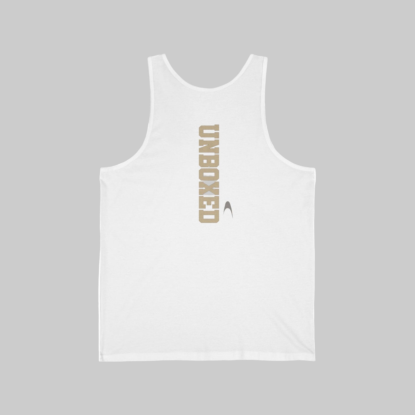 Tanktop-Sport für Kampfsportler Boxen Kickboxen in weiß Motiv in Gold Unboxed Club Design trooptrends 